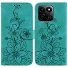 For Honor Play 60 Plus Lily Embossed Leather Phone Case(Green) - 1
