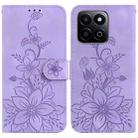 For Honor Play 60 Plus Lily Embossed Leather Phone Case(Purple) - 1