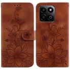 For Honor Play 60 Plus Lily Embossed Leather Phone Case(Brown) - 1