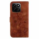 For Honor Play 60 Plus Lily Embossed Leather Phone Case(Brown) - 3