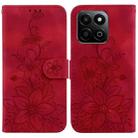 For Honor Play 60 Plus Lily Embossed Leather Phone Case(Red) - 1