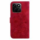 For Honor Play 60 Plus Lily Embossed Leather Phone Case(Red) - 3