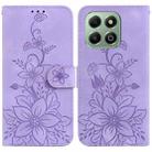 For Honor X6b Lily Embossed Leather Phone Case(Purple) - 1