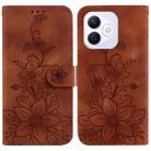 For Honor X60i Lily Embossed Leather Phone Case(Brown) - 1