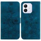 For Honor X60i Lily Embossed Leather Phone Case(Dark Blue) - 1