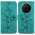 For Honor Magic7 Lily Embossed Leather Phone Case(Green) - 1