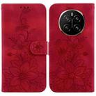 For Honor Magic7 Lily Embossed Leather Phone Case(Red) - 1