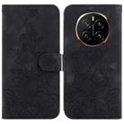 For Honor Magic7 Lily Embossed Leather Phone Case(Black) - 1