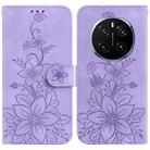 For Honor Magic7 Pro Lily Embossed Leather Phone Case(Purple) - 1