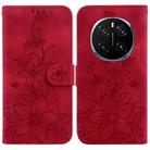 For Honor Magic7 Pro Lily Embossed Leather Phone Case(Red) - 1