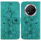 For Honor X9c Lily Embossed Leather Phone Case(Green) - 1