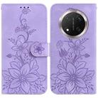 For Honor X9c Lily Embossed Leather Phone Case(Purple) - 1