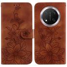 For Honor X9c Lily Embossed Leather Phone Case(Brown) - 1