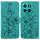 For Honor X8c 4G Lily Embossed Leather Phone Case(Green) - 1