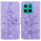 For Honor X8c 4G Lily Embossed Leather Phone Case(Purple) - 1