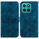 For Honor X8c 4G Lily Embossed Leather Phone Case(Dark Blue) - 1