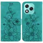 For Honor 400 Lite Lily Embossed Leather Phone Case(Green) - 1