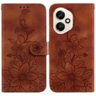 For Honor 400 Global 156.5mm Lily Embossed Leather Phone Case(Brown) - 1