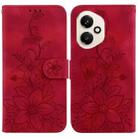 For Honor 400 Global 156.5mm Lily Embossed Leather Phone Case(Red) - 1