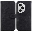 For Honor 400 Pro Global 160.8mm Lily Embossed Leather Phone Case(Black) - 1
