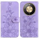 For Honor X70 5G Lily Embossed Leather Phone Case(Purple) - 1