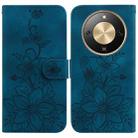 For Honor X70 5G Lily Embossed Leather Phone Case(Dark Blue) - 1