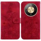 For Honor X70 5G Lily Embossed Leather Phone Case(Red) - 1