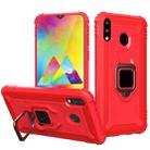For Samsung Galaxy A20 / A30 / M10S Carbon Fiber Protective Case with 360 Degree Rotating Ring Holder(Red) - 1