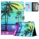 For Amazon Kindle Fire 7 2022 Colored Drawing Stitching Leather Tablet Smart Case(Coconut Tree) - 1