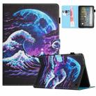 For Amazon Kindle Fire 7 2022 Colored Drawing Stitching Leather Tablet Smart Case(Sea Wave) - 1