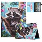 For Amazon Kindle Fire 7 2022 Colored Drawing Stitching Leather Tablet Smart Case(Raccoon) - 1