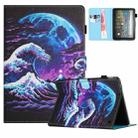 For Amazon Kindle Fire HD 8 2022 / 2020 Colored Drawing Stitching Leather Tablet Smart Case(Sea Wave) - 1