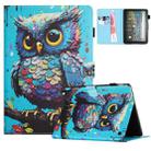 For Amazon Kindle Fire HD 8 2022 / 2020 Colored Drawing Stitching Leather Tablet Smart Case(Owl) - 1