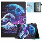 For Amazon Kindle Fire HD10/HD10 Plus 2021 Colored Drawing Stitching Leather Tablet Smart Case(Sea Wave) - 1