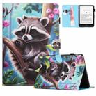 For Amazon Kindle Paperwhite 5 2021 Colored Drawing Stitching Leather Tablet Smart Case(Raccoon) - 1