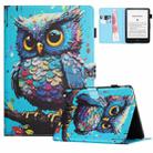 For Amazon Kindle Paperwhite 5 2021 Colored Drawing Stitching Leather Tablet Smart Case(Owl) - 1