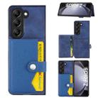 For Samsung Galaxy Z Fold5 Litchi Pattern Single Button Card Holder Phone Case(Blue) - 1