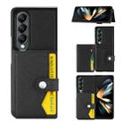 For Samsung Galaxy Z Fold4 5G Litchi Pattern Single Button Card Holder Phone Case(Black) - 1