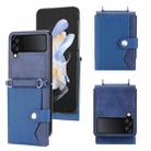 For Samsung Galaxy Z Flip4 5G Litchi Pattern Single Button Card Holder Phone Case with Long Lanyard(Blue) - 1