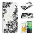 For Motorola Moto G8 Play Oil Embossed 3D Drawing Leather Phone Case(Lace Flower) - 1