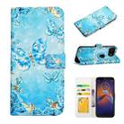 For Motorola Moto E6 Play Oil Embossed 3D Drawing Leather Phone Case(Blue Butterflies) - 1