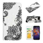 For Motorola Moto E6 Play Oil Embossed 3D Drawing Leather Phone Case(Lace Flower) - 1