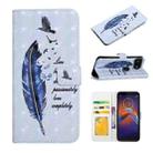 For Motorola Moto E6 Play Oil Embossed 3D Drawing Leather Phone Case(Blue Feather) - 1