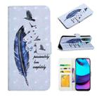 For Motorola Moto E20 / E30 / E40 Oil Embossed 3D Drawing Leather Phone Case(Blue Feather) - 1