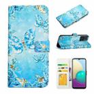 For Motorola Moto E22 Oil Embossed 3D Drawing Leather Phone Case(Blue Butterflies) - 1