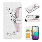 For Motorola Moto E22 Oil Embossed 3D Drawing Leather Phone Case(Feather) - 1