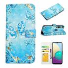 For Motorola Moto E 2020 Oil Embossed 3D Drawing Leather Phone Case(Blue Butterflies) - 1