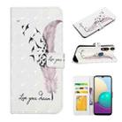 For Motorola Moto E 2020 Oil Embossed 3D Drawing Leather Phone Case(Feather) - 1