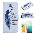 For Motorola Edge+ Oil Embossed 3D Drawing Leather Phone Case(Blue Feather) - 1