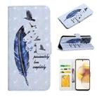 For Motorola Moto G73 Oil Embossed 3D Drawing Leather Phone Case(Blue Feather) - 1